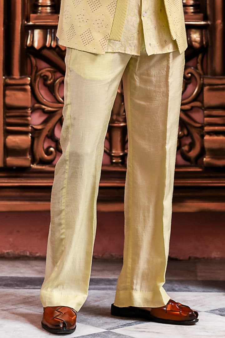 Mint Green Banarasi Silk Wedding Indowestern Jacket Set by YAJY By Aditya Jain at Pernia's Pop Up Shop