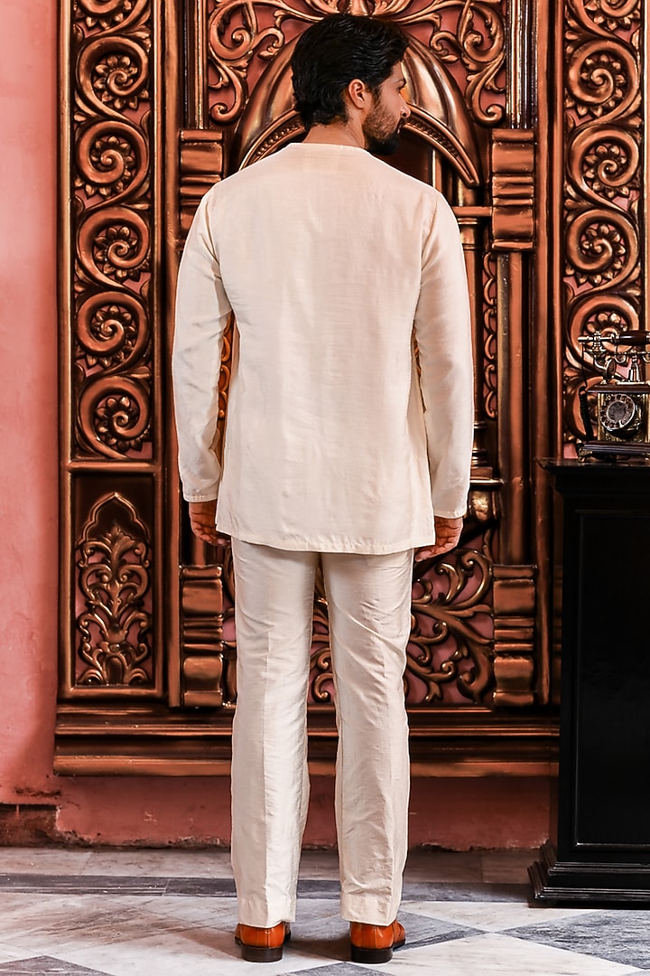 Blue Ombre Chikankari Embroidered Wedding Indowestern Jacket Set by YAJY By Aditya Jain at Pernia's Pop Up Shop