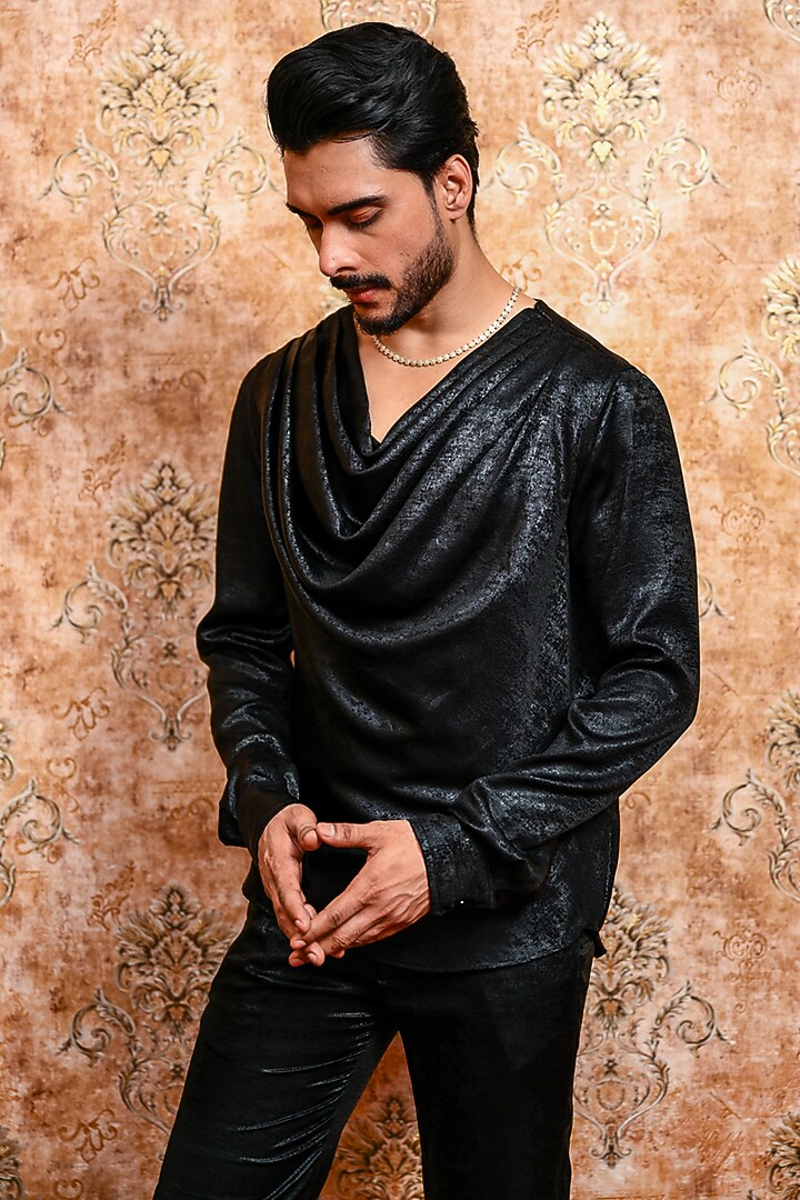 Black Crepe Co-Ord Set by YAJY By Aditya Jain at Pernia's Pop Up Shop