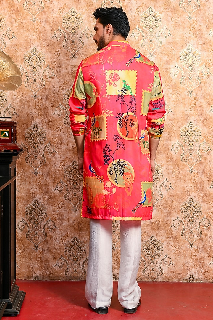 Rani Pink Muslin Printed Kurta Set by YAJY By Aditya Jain at Pernia's Pop Up Shop