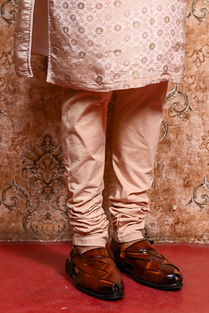 Powder Pink Tissue Silk Printed Kurta Set by YAJY By Aditya Jain at Pernia's Pop Up Shop