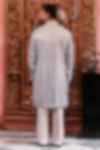 Powder Blue Silk Embroidered Kurta Set by YAJY By Aditya Jain at Pernia's Pop Up Shop