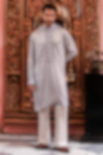 Powder Blue Silk Embroidered Kurta Set by YAJY By Aditya Jain at Pernia's Pop Up Shop