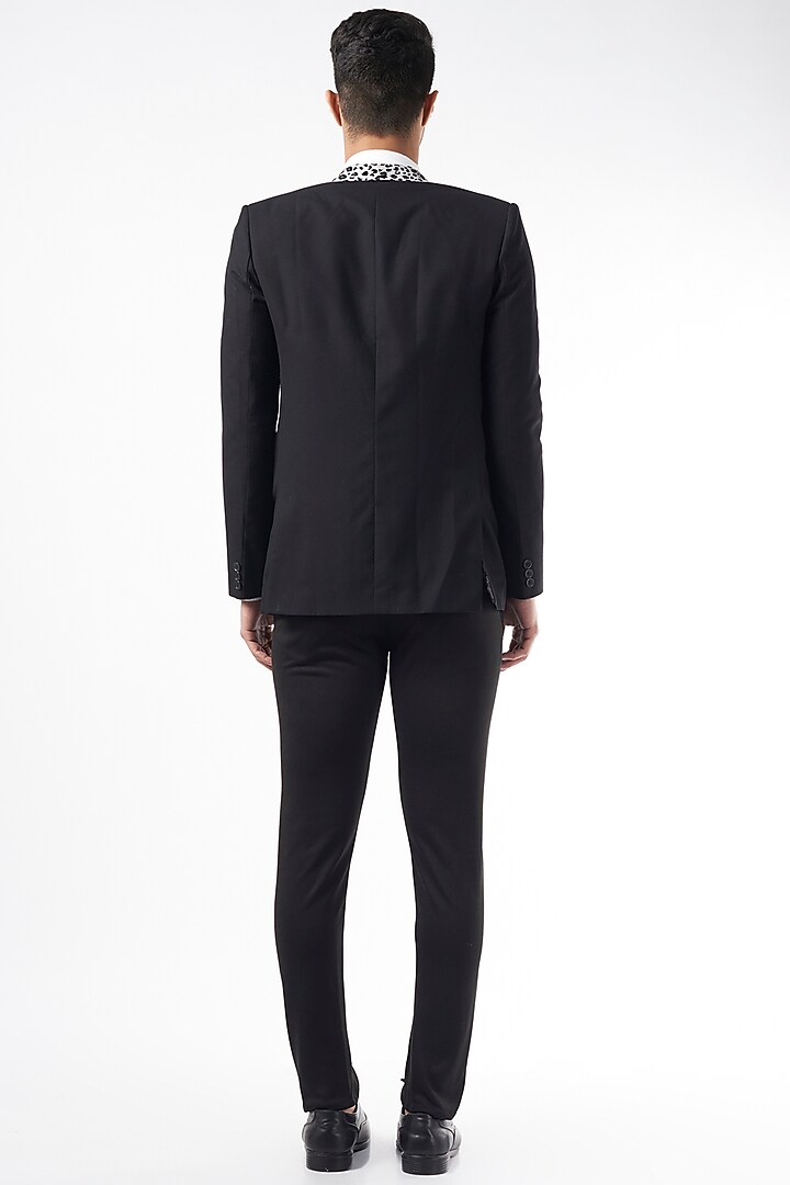 Black Italian Suiting Blazer by YAJY By Aditya Jain at Pernia's Pop Up Shop