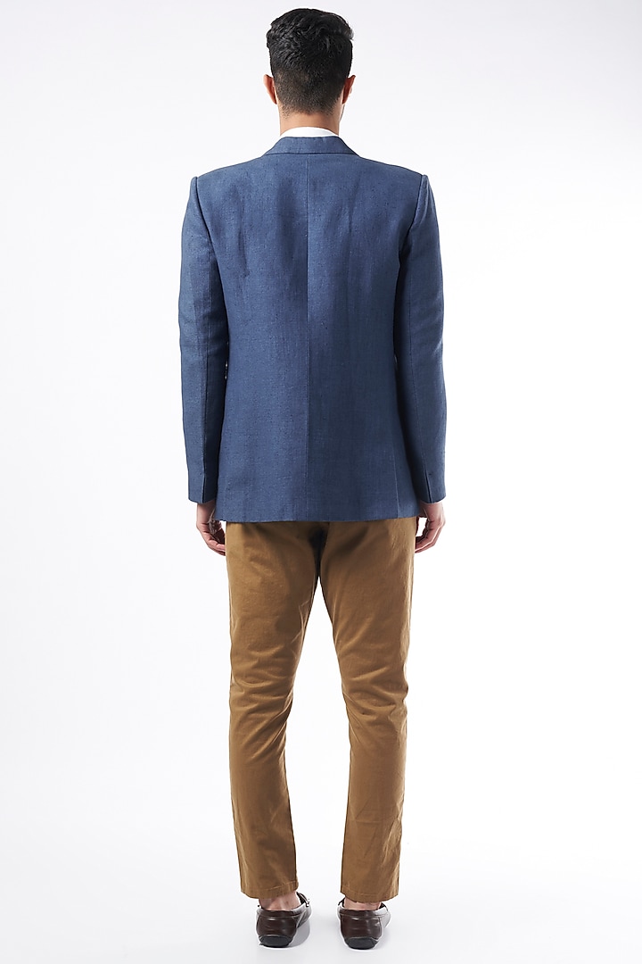 Royal Blue Linen Blazer by YAJY By Aditya Jain at Pernia's Pop Up Shop
