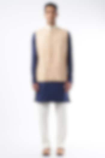 Blush Pink Silk Bundi Jacket by YAJY By Aditya Jain at Pernia's Pop Up Shop