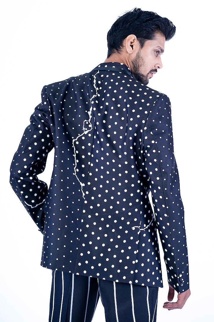 Black Silk Hand-Painted Jacket Set by YAJY By Aditya Jain at Pernia's Pop Up Shop