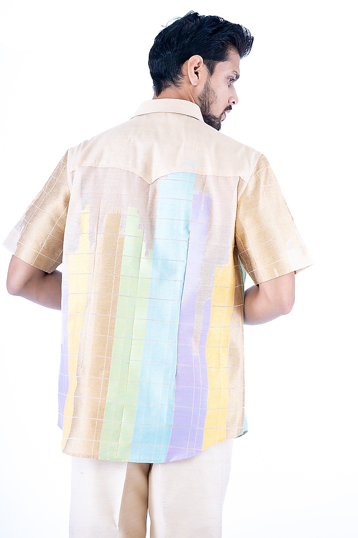 Beige Tissue Checks Printed Co-Ord Set by YAJY By Aditya Jain at Pernia's Pop Up Shop