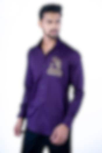 Purple Poly Viscose Hand Work Shirt by YAJY By Aditya Jain