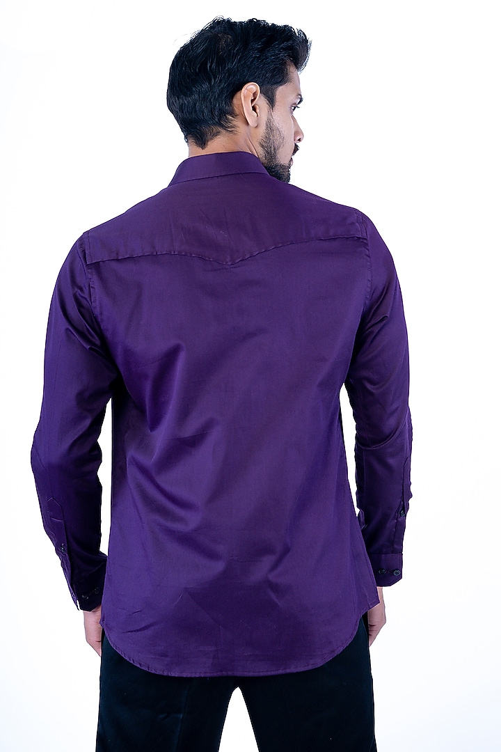 Purple Poly Viscose Hand Work Wedding Shirt by YAJY By Aditya Jain at Pernia's Pop Up Shop