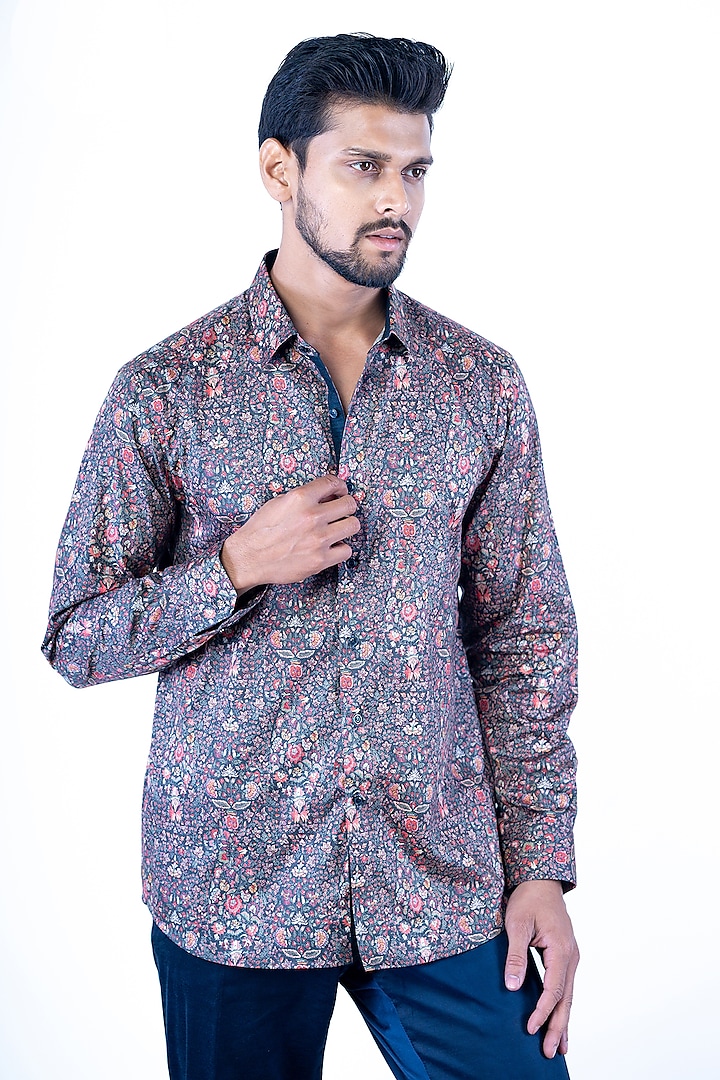 Multi-Colored Polyester Floral Printed Shirt by YAJY By Aditya Jain at Pernia's Pop Up Shop