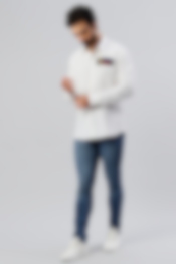 White Embroidered Party Wear Shirt by YAJY By Aditya Jain at Pernia's Pop Up Shop