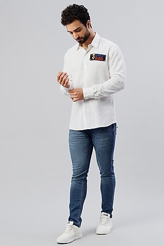 White Embroidered Shirt by YAJY By Aditya Jain