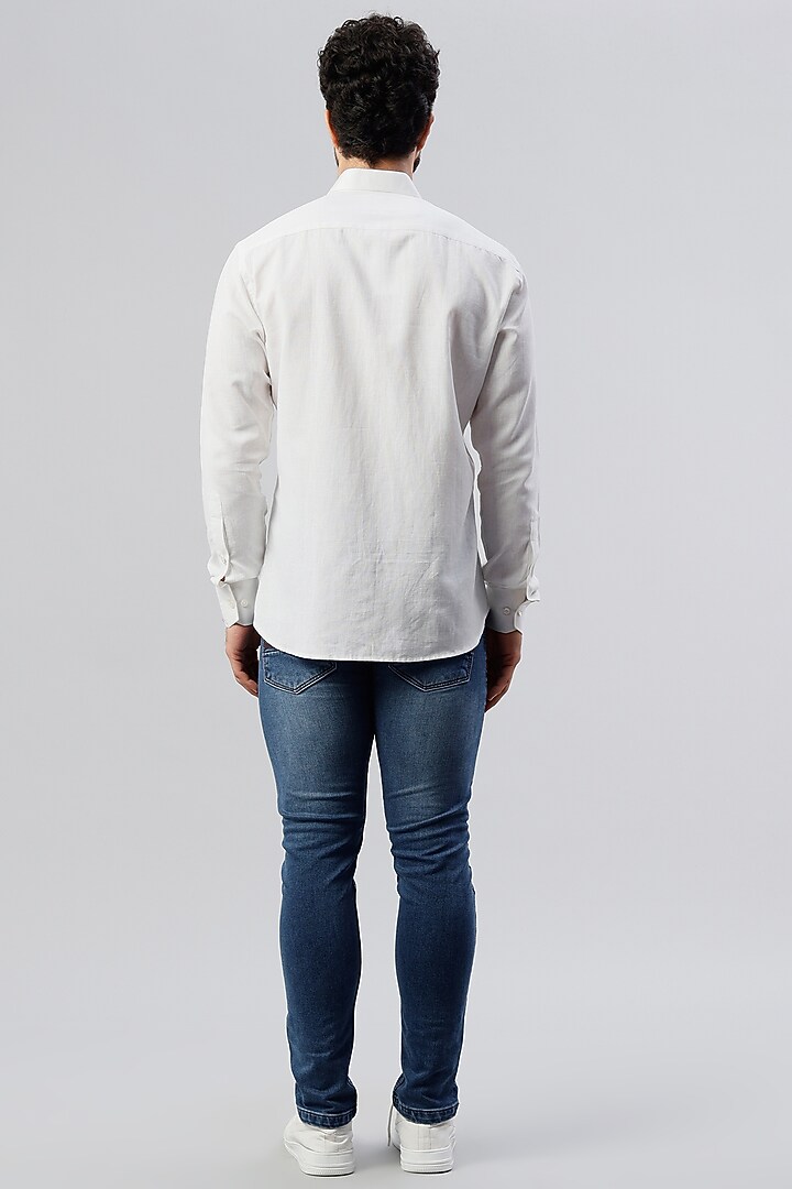 White Embroidered Party Wear Shirt by YAJY By Aditya Jain at Pernia's Pop Up Shop
