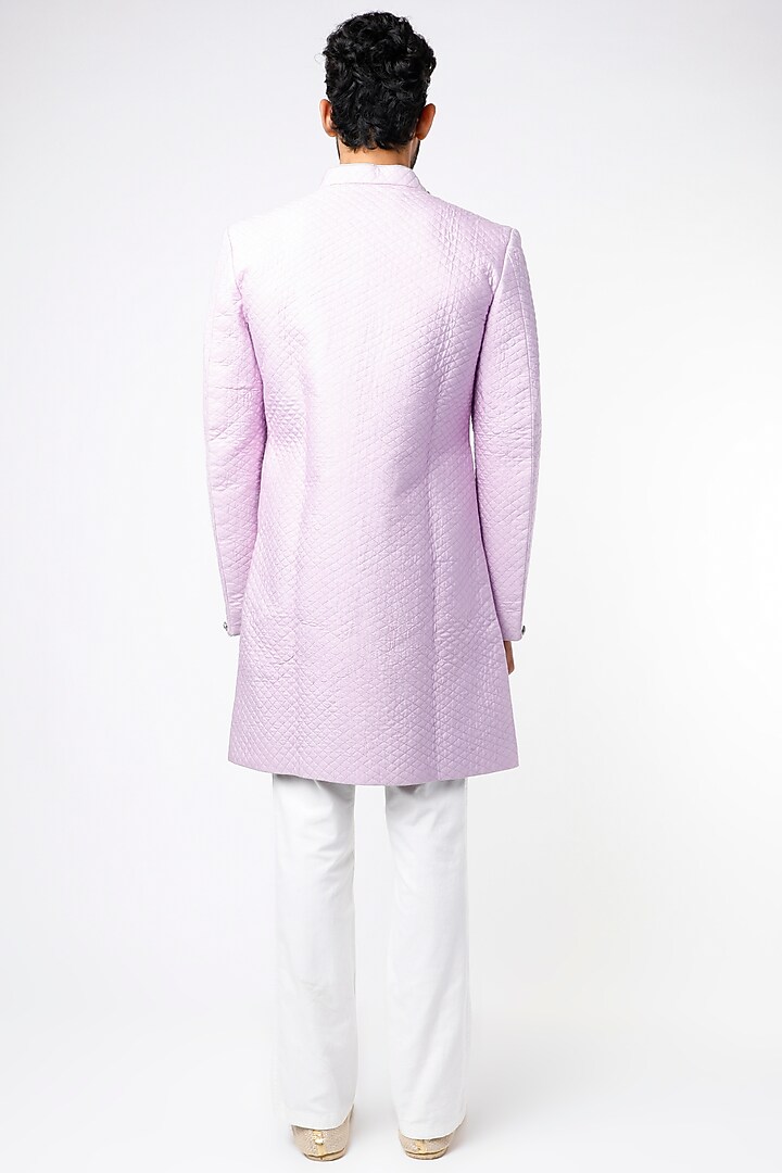 Lavender Raw Silk Wedding Sherwani by YAJY By Aditya Jain at Pernia's Pop Up Shop
