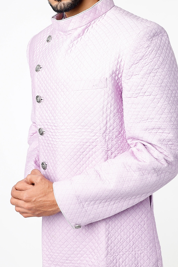 Lavender Raw Silk Wedding Sherwani by YAJY By Aditya Jain at Pernia's Pop Up Shop