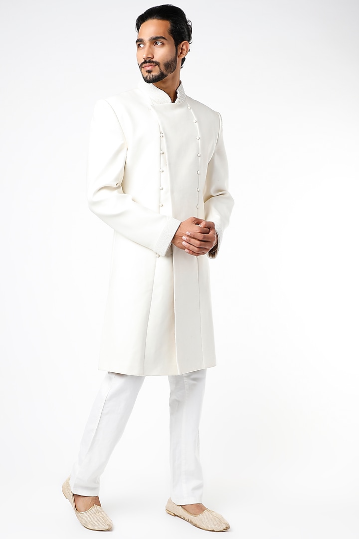 White Embroidered Bandhgala Jacket  by YAJY By Aditya Jain