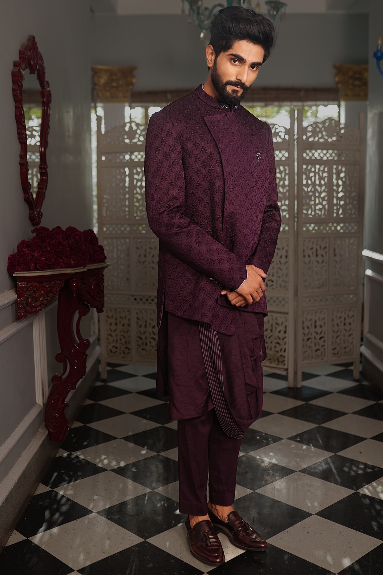 Jamuni Silk Jacket Set by YAJY By Aditya Jain at Pernia's Pop Up Shop 2025