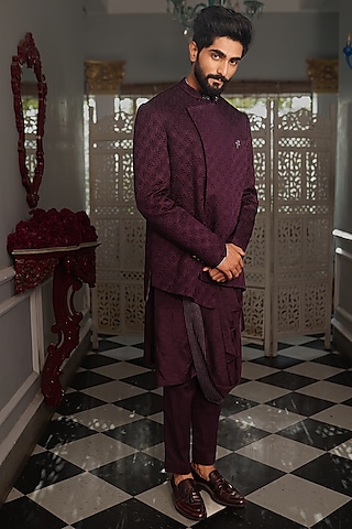 Jamuni Silk Jacket Set by YAJY By Aditya Jain