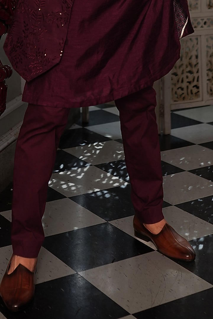 Wine Silk Indo Western Set by YAJY By Aditya Jain at Pernia's Pop Up Shop