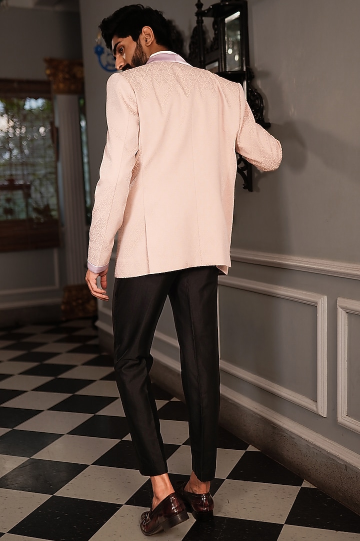 Baby Pink Suiting Tuxedo Set by YAJY By Aditya Jain at Pernia's Pop Up Shop