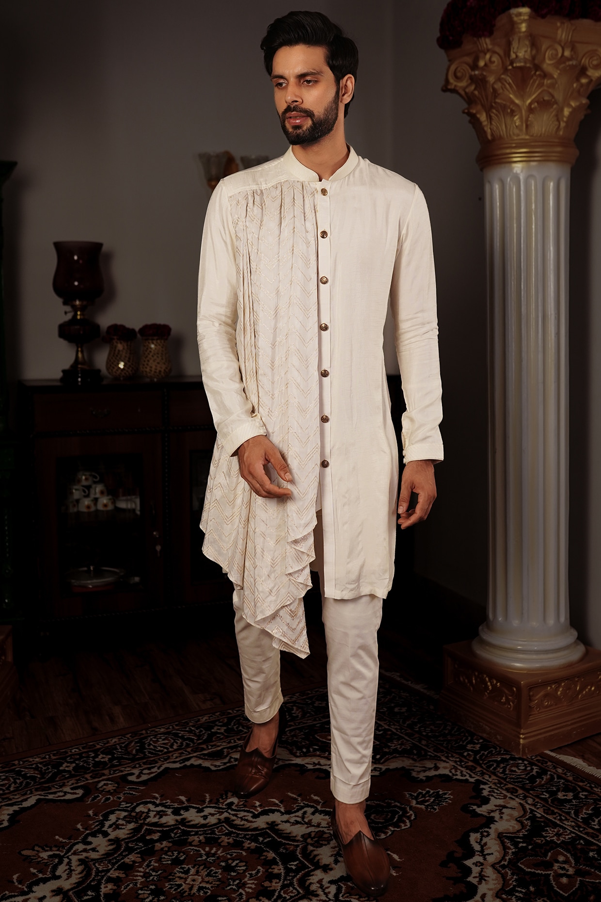 Kurta pajama with cheap jacket and turban