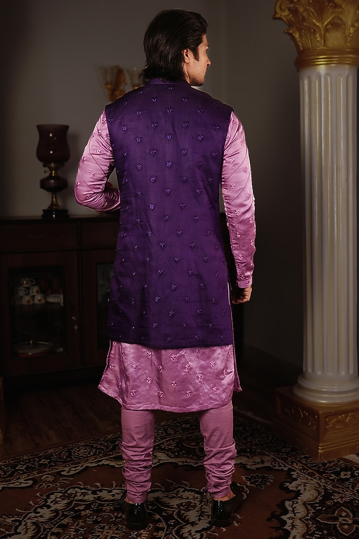 Purple Silk Indowestern Jacket by YAJY By Aditya Jain at Pernia's Pop Up Shop
