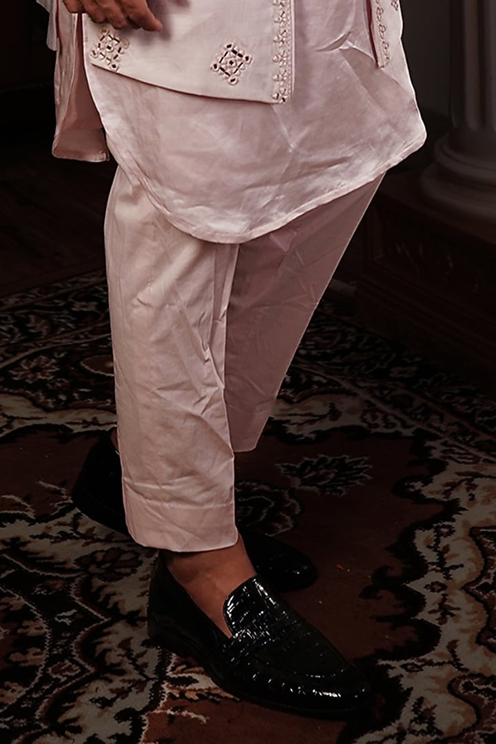 Baby Pink Silk Wedding Indowestern Set by YAJY By Aditya Jain at Pernia's Pop Up Shop