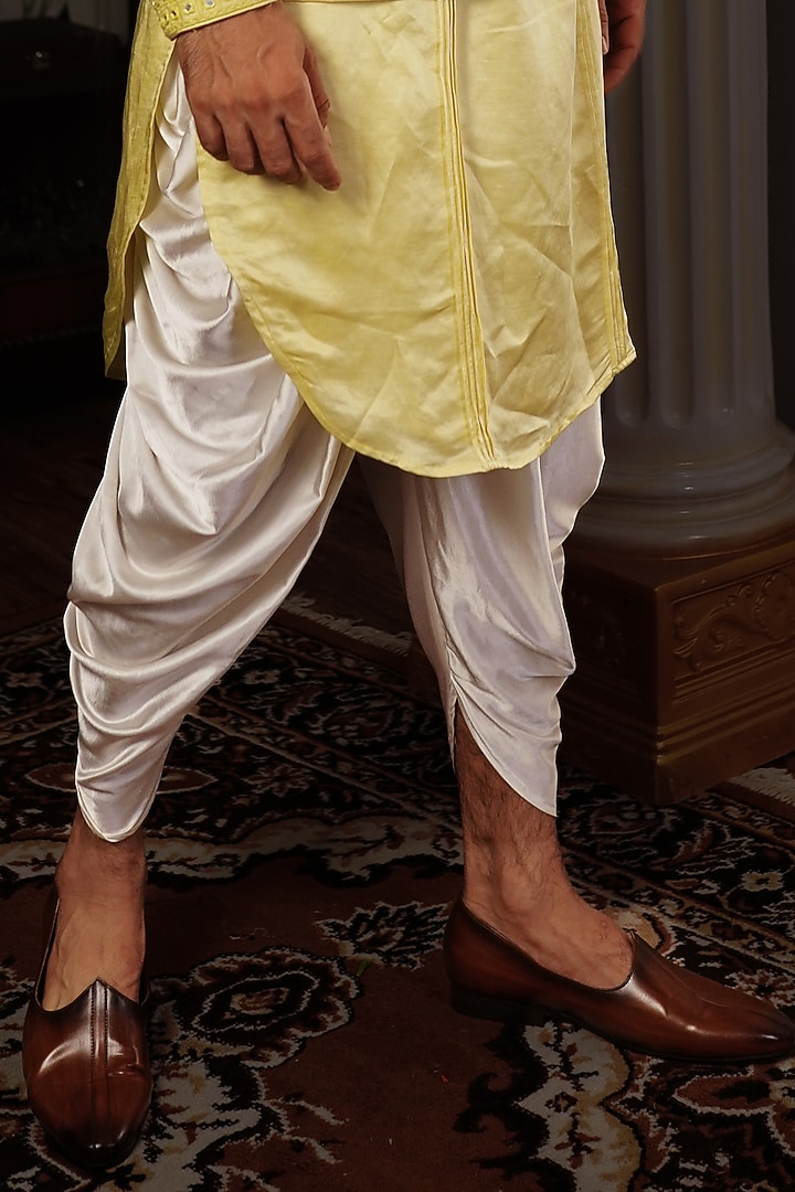 Lemon Yellow Silk Mirror Work Bundi Jacket by YAJY By Aditya Jain at Pernia's Pop Up Shop