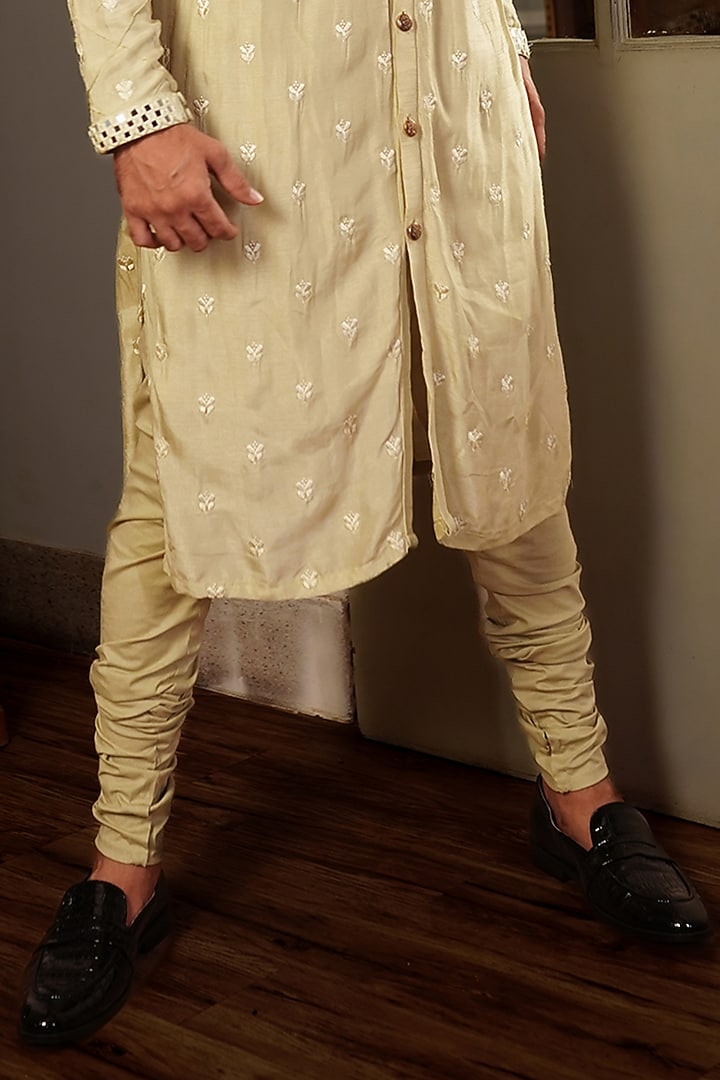 Mint Green Silk Mirror Work Kurta Set by YAJY By Aditya Jain at Pernia's Pop Up Shop