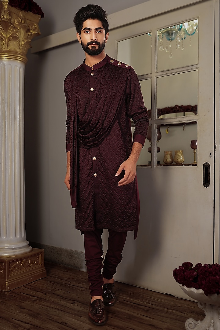 Jamuni Silk Cowl Kurta Set by YAJY By Aditya Jain