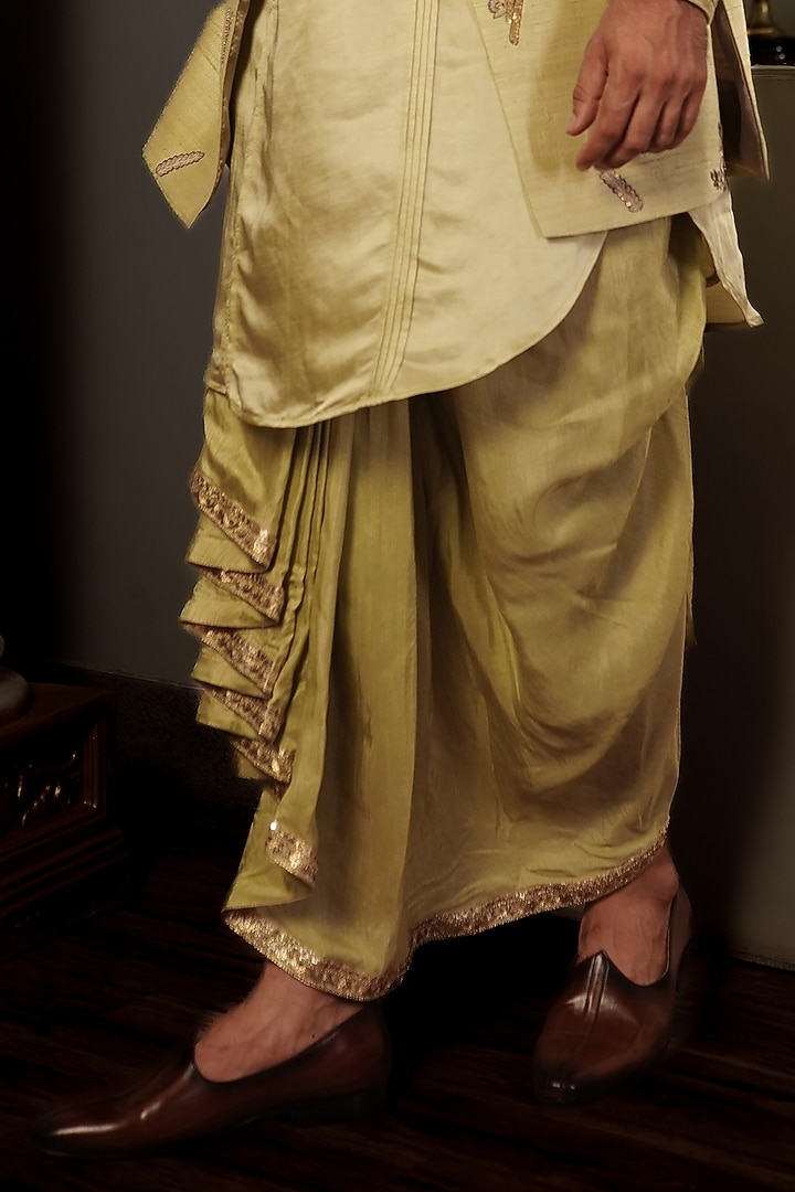 Mint-Green Silk Wedding Indowestern Jacket Set by YAJY By Aditya Jain at Pernia's Pop Up Shop