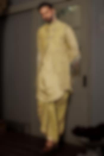 Mint-Green Silk Embroidered Indowestern Jacket by YAJY By Aditya Jain at Pernia's Pop Up Shop