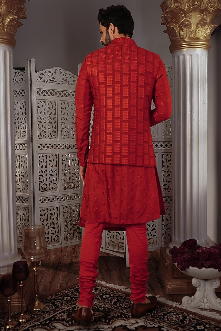 Rust Silk Kurta Set by YAJY By Aditya Jain at Pernia's Pop Up Shop