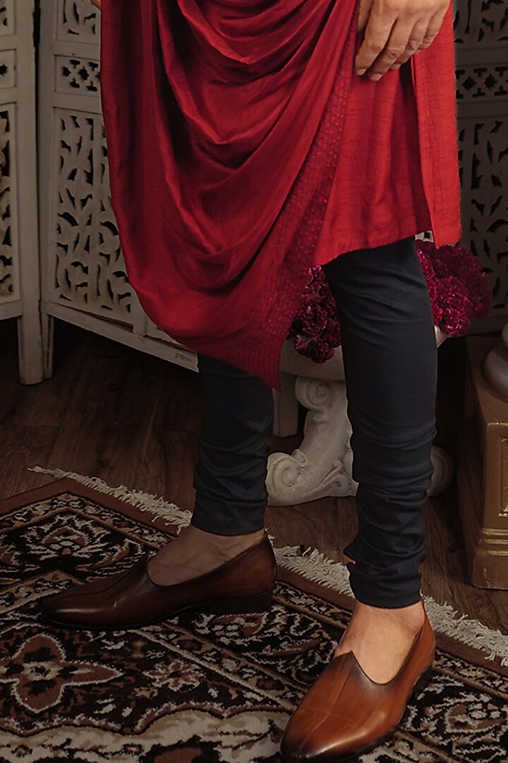 Cherry Red Silk Kurta Set by YAJY By Aditya Jain at Pernia's Pop Up Shop