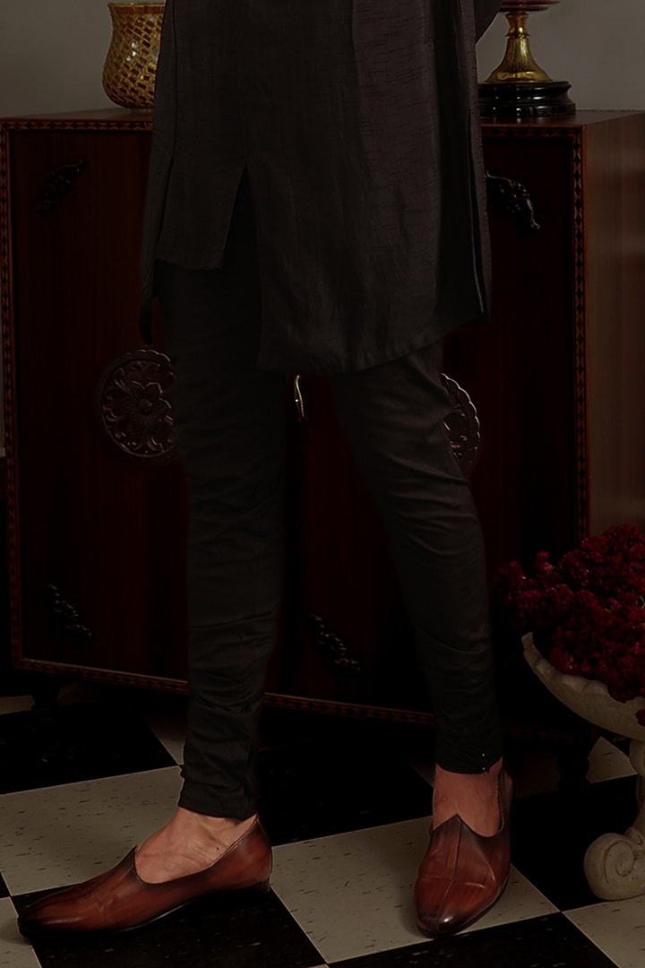 Black Silk Kurta Set by YAJY By Aditya Jain at Pernia's Pop Up Shop