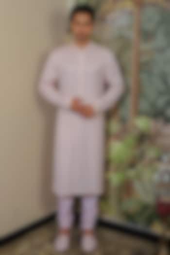 Pastel Pink Silk & Stretch Cotton Kurta Set by YAJY By Aditya Jain at Pernia's Pop Up Shop