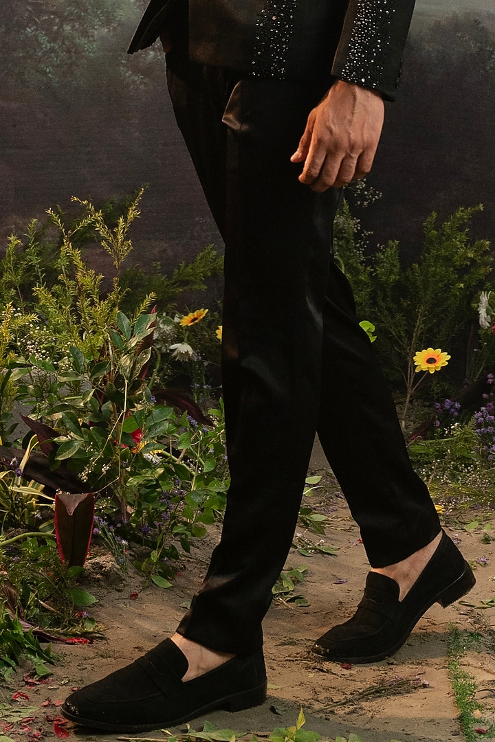 Black Italian Suiting Tuxedo Set by YAJY By Aditya Jain at Pernia's Pop Up Shop