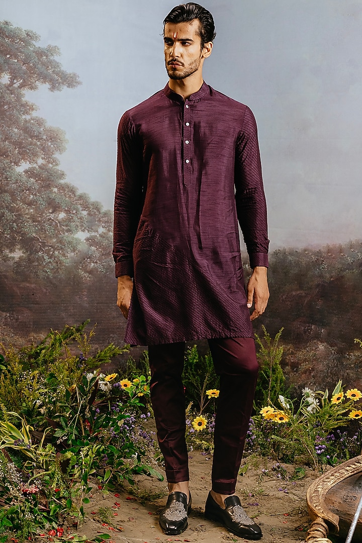 Jamuni Silk Pintuck Kurta Set by YAJY By Aditya Jain