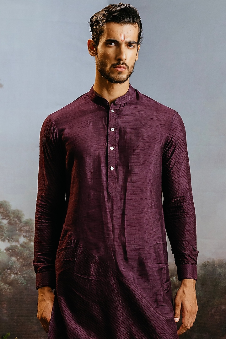 Jamuni Silk Pintuck Kurta Set by YAJY By Aditya Jain at Pernia's Pop Up Shop