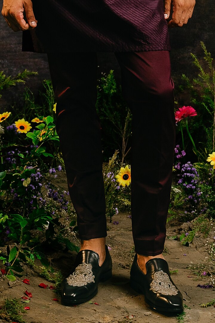 Jamuni Silk Peacock Motif Nehru Jacket Set by YAJY By Aditya Jain at Pernia's Pop Up Shop