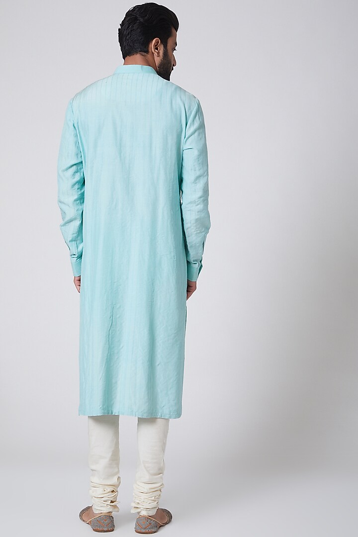 Sky Blue Embroidered Kurta by YAJY By Aditya Jain at Pernia's Pop Up Shop
