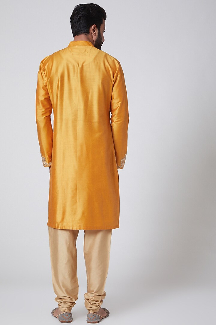 Mustard Embroidered Kurta by YAJY By Aditya Jain at Pernia's Pop Up Shop