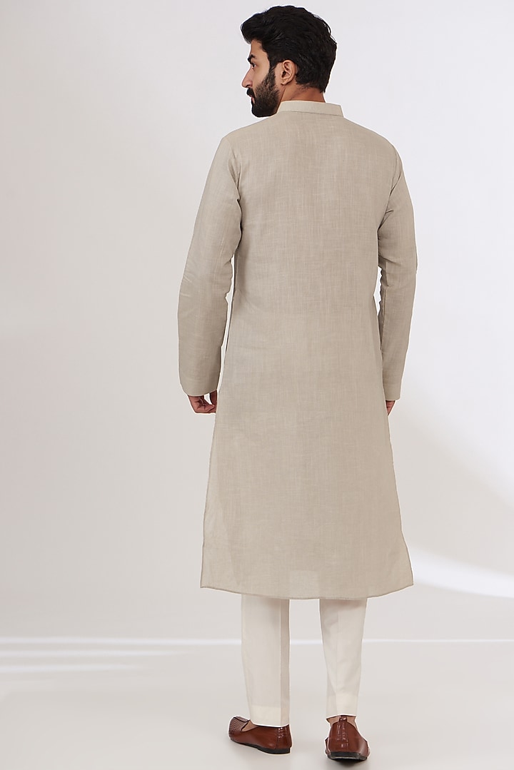 Grey Cotton Linen Kurta by Yashodhara Men at Pernia's Pop Up Shop