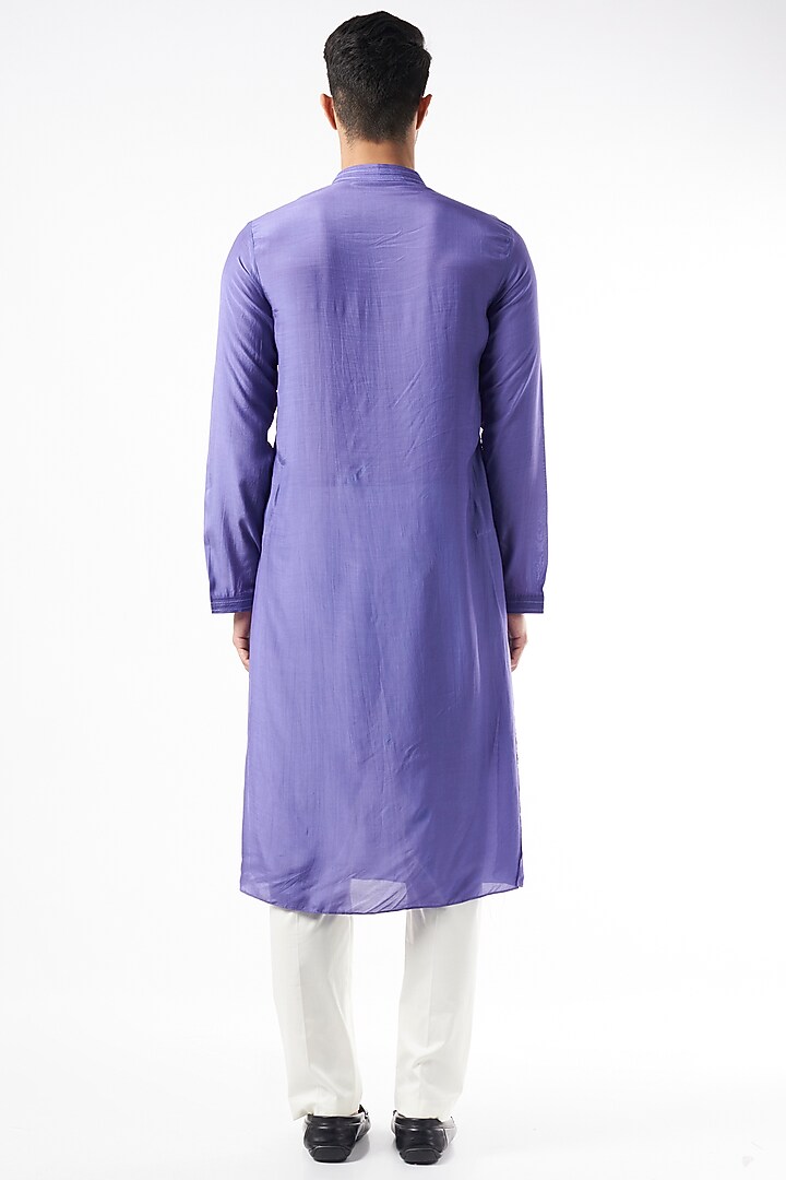 Purple Cotton Silk Kurta by Yashodhara Men at Pernia's Pop Up Shop