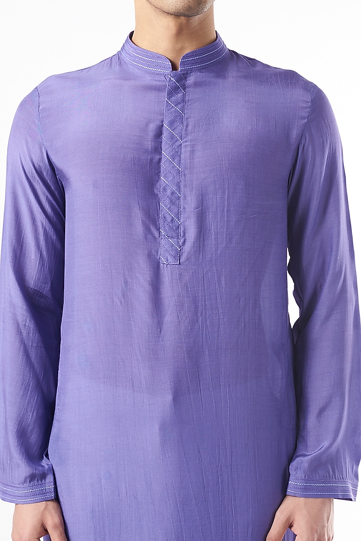 Purple Cotton Silk Kurta by Yashodhara Men at Pernia's Pop Up Shop