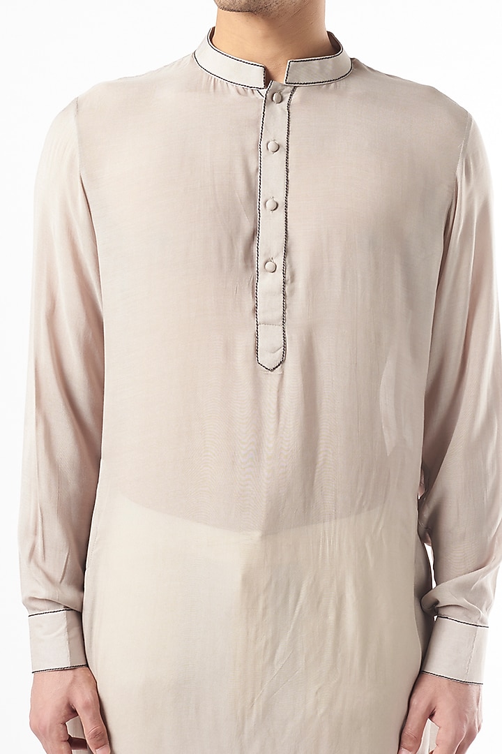 Grey Cotton Silk Kurta by Yashodhara Men at Pernia's Pop Up Shop