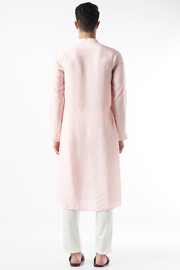 Blush Pink Cotton Silk Kurta by Yashodhara Men at Pernia's Pop Up Shop