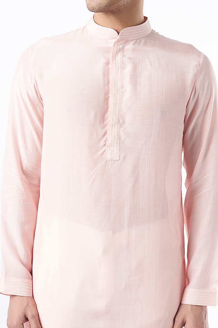 Blush Pink Cotton Silk Kurta by Yashodhara Men at Pernia's Pop Up Shop