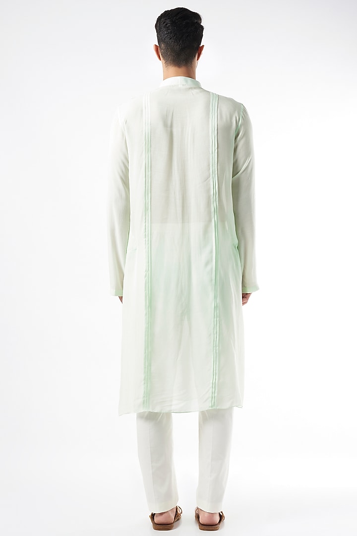 Mint Green Cotton Silk Kurta by Yashodhara Men at Pernia's Pop Up Shop